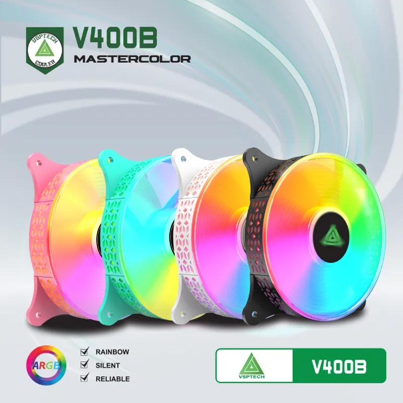 Fan case VSPTECH LED RGB V400B trắng