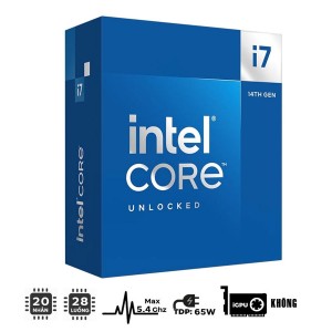 CPU Intel Core i7-14700F (UP TO 5.4GHZ, 20 NHÂN 28 LUỒNG, 33MB CACHE, 65W) - SOCKET INTEL LGA 1700/RAPTOR LAKE