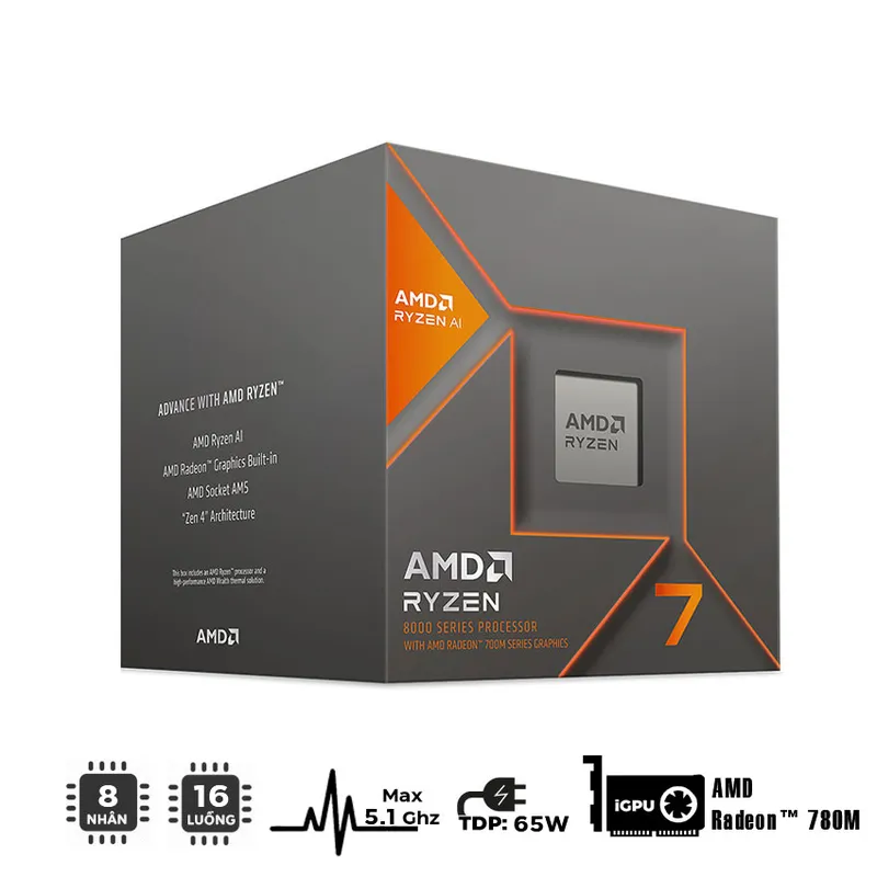 CPU AMD Ryzen 7 8700G | 4.2GHz up to 5.1 GHz, 8 Cores 16 Threads, AM5 Chính Hãng