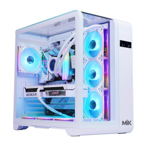 Vỏ Case Mik Barbatos ATX - White | AIO 360, view 3 góc