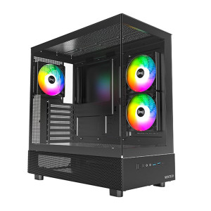 Vỏ Case Montech XR ATX - Black | Hồ cá, kèm sẵn 3 fan