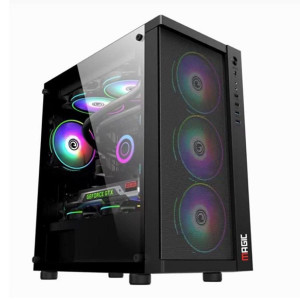 Vỏ Case Magic GM-01 Black Mesh | Đen, kèm sẵn 4 Fan RGB, mặt lưới