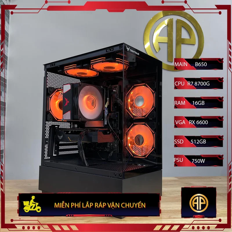 PC Gaming AMD Đen B650 R7 8700G 16GB Rx 6600 ( All New)