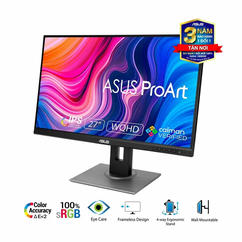 Màn Hình Máy Tính đồ hoạ ASUS PA278QEV | 27 inch, 2K, IPS, 75Hz, 5ms, phẳng