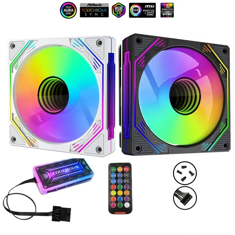 Fan Case Redmoon F3 - Trắng | Kit 5 Fan Led RGB, kèm sẵn HUB và Remote