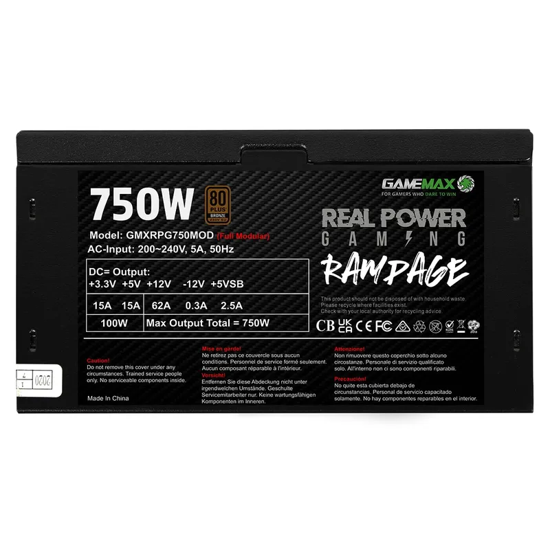Nguồn Máy Tính Thermaltake Smart BX1 750W SP | 80 Plus Bronze, Non-Modular (DC to DC)