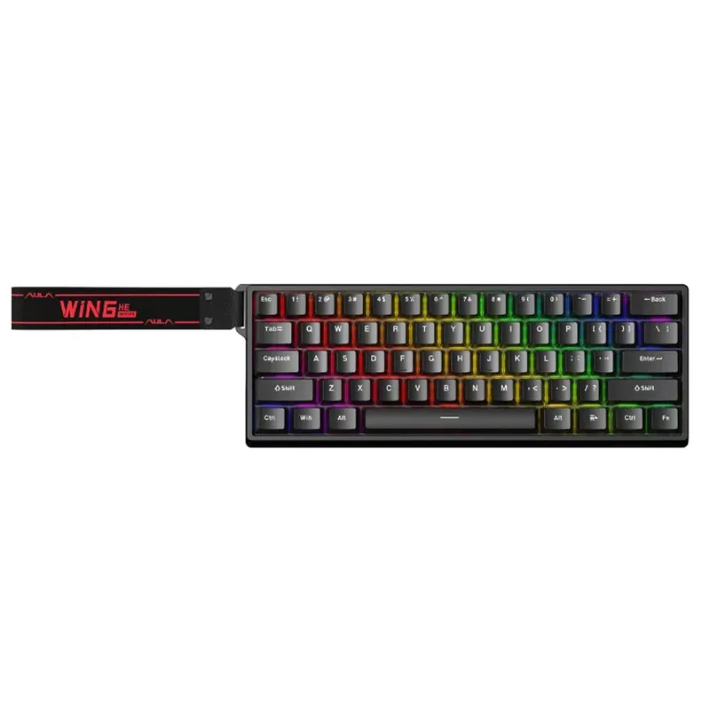 Bàn phím Gaming Rapid Trigger Aula WIN60HE Black - Chính hãng | Gray Wood, Magnetic Switch