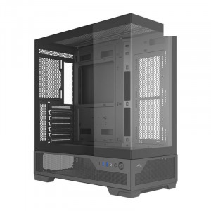 Vỏ Case hồ cá SAMA V43E (Chưa kèm Fan) | F-ATX,  Mặt kính cong, Đen