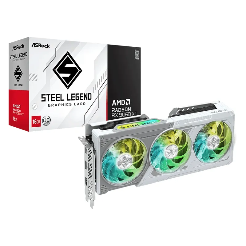 Card màn hình ASRock AMD Radeon RX 9060 XT Steel Legend 16GB OC (RX9060XT SL 16GO)