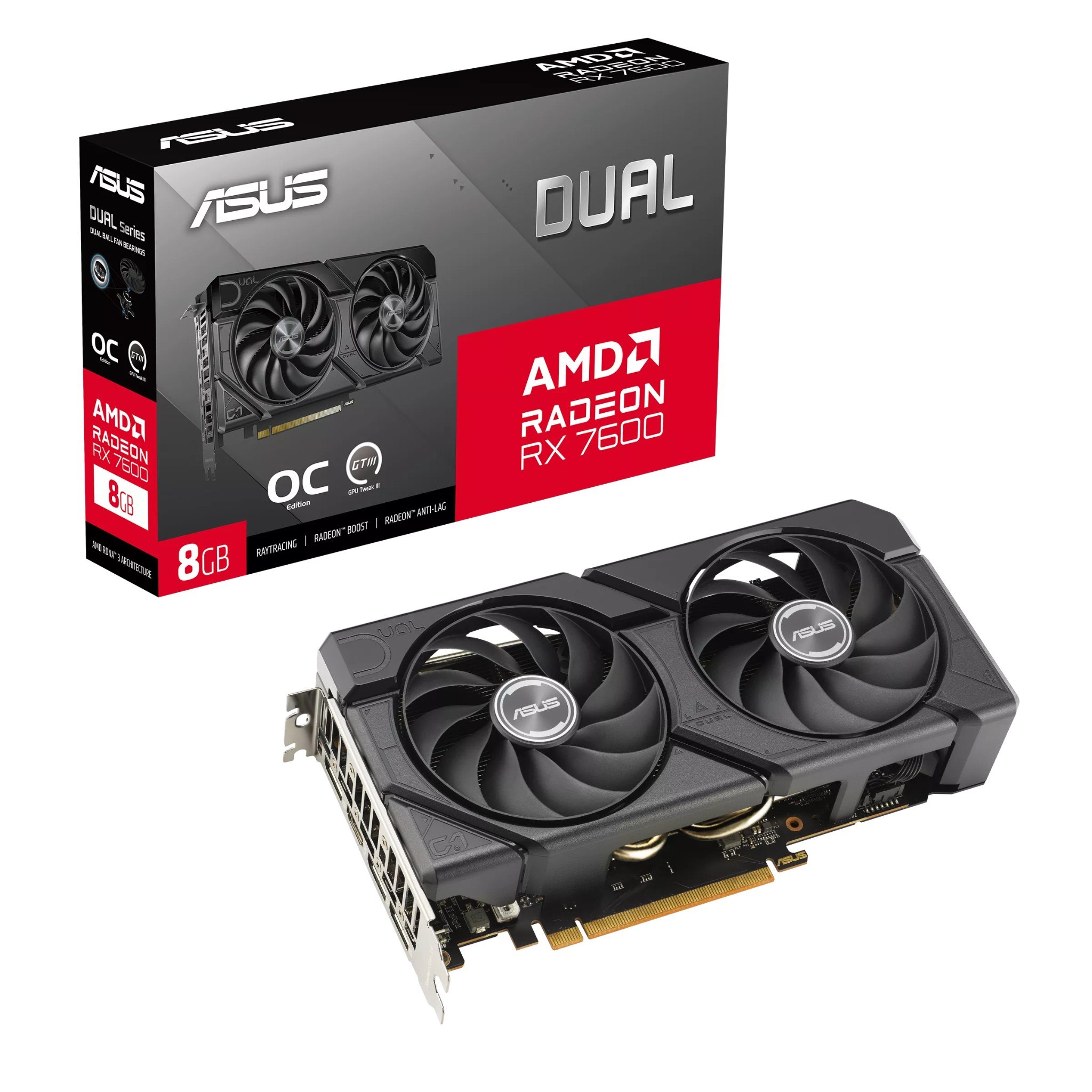 Card màn hình AMD Radeon RX 7600 ASUS Dual EVO OC | 8GB GDDR6, 2048 SP, 550W