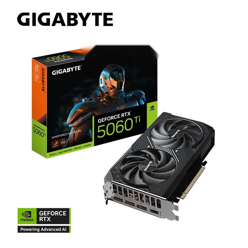 Card màn hình Gigabyte RTX 5060 Ti WINDFORCE MAX OC 8G GDDR7 4608 CUDA cores