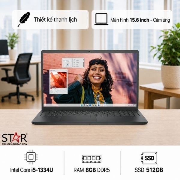 Laptop Dell 15 DC15250-5434BLK PUS (M4CFY) | i5-1334U, 8GB DDR5, SSD 512GB NVMe, 15.6" FHD Touch