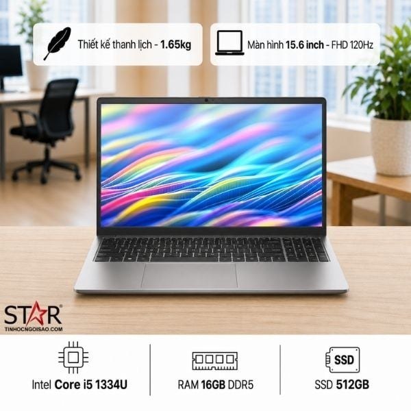 Laptop Dell 15 DC15250 CPH992 | i5-1334U, 16GB DDR5, SSD 512GB NVMe, 15.6" FHD 120Hz, Win 11, Bạc