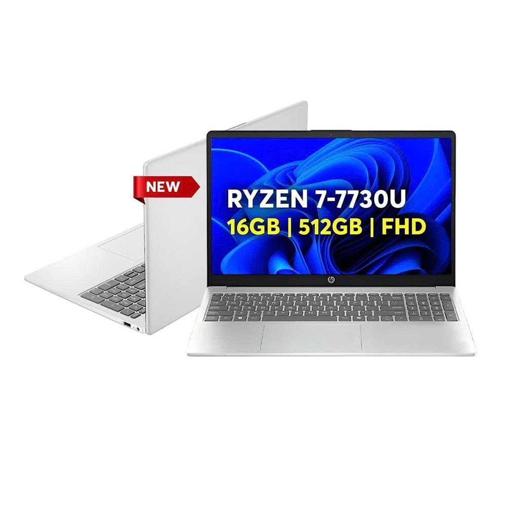 Laptop HP 15-FC0027CA D96E6UA | R7-7730U, 16GB DDR4, SSD 512GB NVMe, 15.6" FHD Touch, Win 11, Bạc