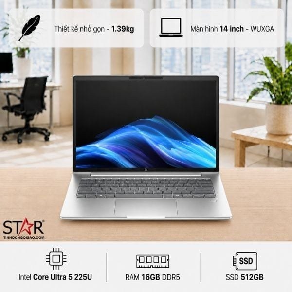 Laptop văn phòng HP PROBOOK 4 G1I (BQ5B3PT) | U5-225U, 16GB DDR5, SSD 512GB NVMe, 14" WUXGA IPS, Intel Graphics