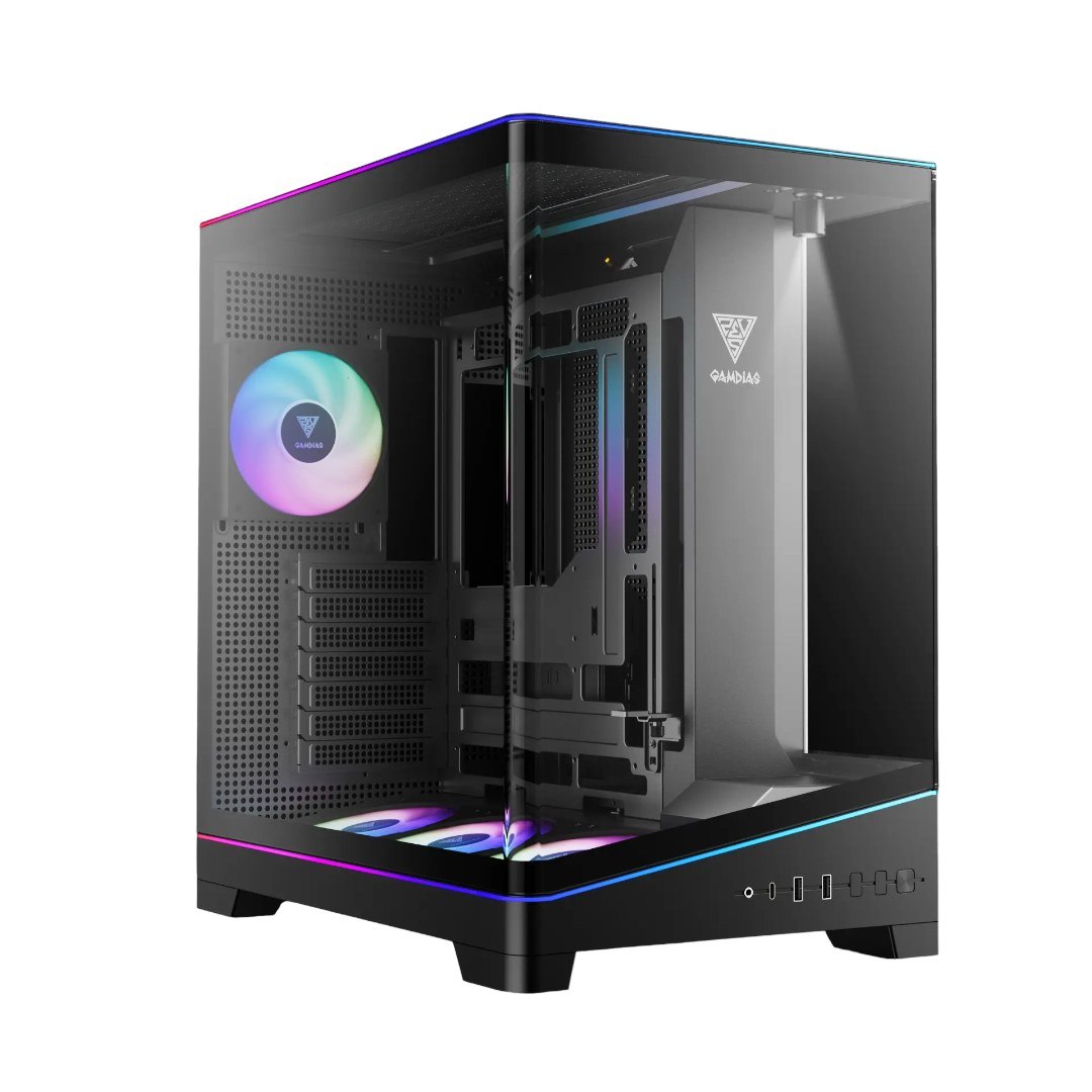 Thùng máy Gamdias Atlas P6 CG Full-ATX kính cường lực 4 fan ARGB kèm sẵn