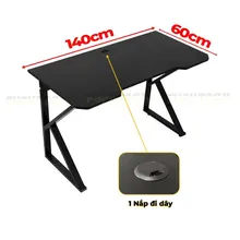 Bàn Gaming chữ K 1m4 | Khung đen, mặt đen