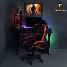 Bàn Gaming chữ K 1m4 | Khung đen, mặt đen