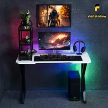 Bàn Gaming Chữ K | Chân đen, mặt trắng