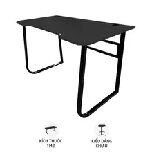 Bàn Gaming chữ U 1m4 | Khung đen, mặt đen