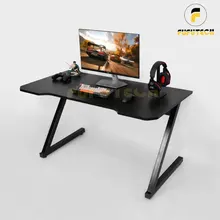 Bàn Gaming chữ Z 1m4 | Khung đen, mặt đen