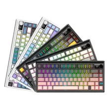 Bàn phím cơ không dây Gaming NewFF JK750 Blue | 3 Mode, RGB, Pin 4000mAh, Switch Transparent PC, Xanh