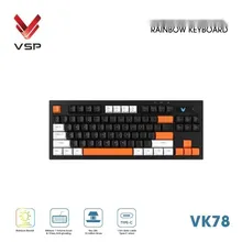 Bàn Phím Giả Cơ Có Dây VSP VK78 | Black-White-Orange (KM04-VK78000164)