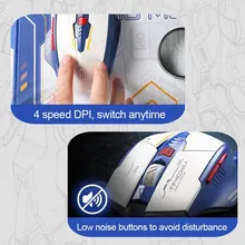 Chuột gaming INPHIC F9 Gundam | Wireless, 2400 DPI, 90g, Trắng Xanh