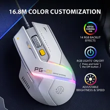 Chuột gaming INPHIC PG1 | Wired, 12800 DPI, 78g, Trắng