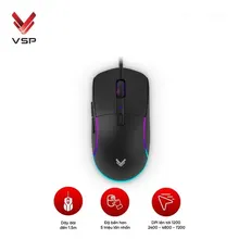 Chuột gaming VSP VM501 | Có dây, 7200 DPI, 115g, RGB, Đen
