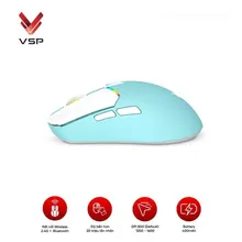 Chuột gaming VSP VM502 Mini | Wireless + Bluetooth, 10000 DPI, 62g, RGB, Trắng