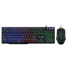 Combo bàn phím chuột giả cơ Gaming Shipadoo D500 | Có dây USB, LED Rainbow, 1000 DPI, Đen