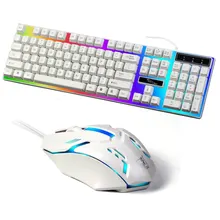 Combo phím chuột giả cơ GTX 350 Chuyên Game | Màu trắng, Led Rainbow