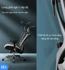 Ghế Công Thái Học GAMI M57 | Không gác chân, Khung Đen, Lưới Xám