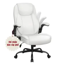 Ghế văn phòng 7057 | Màu trắng, chân xoay kim loại