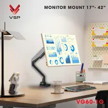 Giá treo màn hình VSP VG60-1 - Đen xám | 17 - 42 inch, chân đế RGB, nút chỉnh LED, cổng USB 3.0 & Type C
