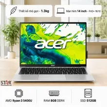 Laptop Acer Aspire Lite 14 AL14-45P-R7Z3 | AMD Ryzen 3 5400U, 8GB DDR4, SSD 512GB NVMe, UMA, 14" FHD+, Win11, Bạc (NX.DPESV.002)