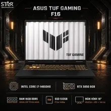 Laptop ASUS TUF Gaming F16 FX610JH-TU009W | i7-14650HX, 16GB DDR5, SSD 512GB PCIe 4.0, RTX 5050 8GB, 16" WUXGA 144Hz, Win 11, Đen