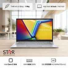 Laptop ASUS Vivobook 14 X1404MA-EB027W | Core 3 304, 8GB DDR5, SSD 512GB NVMe, 14" FHD IPS, Windows 11 Home, Bạc