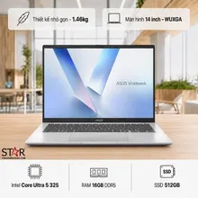 Laptop ASUS Vivobook 14 X1407AA-LY360W | Intel Core Ultra 5 325, 16GB DDR5, SSD 512GB NVMe, 14" WUXGA IPS, Win 11, Bạc