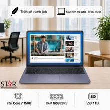 Laptop Dell 16 DC16251 (P131F001) | Core 7 150U, 16GB DDR5, SSD 1TB NVMe, 16" FHD+ Touch, W11, Ice Blue (LDC16251-7537CLD-PUS)