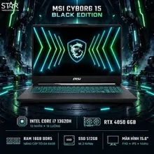 Laptop Gaming MSI Cyborg 15 Black Edition A13VEO-2608VN | i7-13620H, 16GB DDR5, SSD 512GB NVMe, 15.6" FHD 144Hz, RTX 4050 6GB, Win 11, Balo