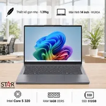 Laptop Lenovo IdeaPad Slim 3 14IWC11 83RQ002NVN | Core 5 320, 16GB DDR5, SSD 512GB NVMe, Intel Graphics, 14" WUXGA IPS, Win 11 Home, Luna Grey