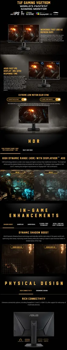 Màn Hình Máy Tính Gaming Asus TUF VG279QM (27inch/FHD/280Hz/1ms)