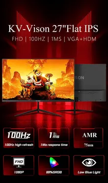 Màn hình máy Tính Gaming ÍP  Cũ 120hz Full HD 27inch KV-VÍON KVG27120FL Đen