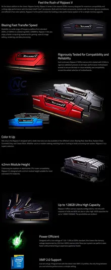 RAM PC G.SKILL Ripjaws V 8GB DDR4 | (1x8GB), 3200MHz, Intel/AMD