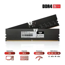 RAM PC VSP 8GB DDR4 3200MHz | (1x8GB), CL18, Hỗ trợ Intel/AMD, XMP, Không Tản (P/N DD04-8GDDR40173)