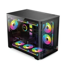 Vỏ Case Magic Gaming GM-02 Pro Curved M-ATX Support AIO 360 (Hồ Cá) Không Kèm Sẵn Fan - Đen