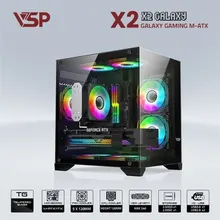 Vỏ Case VSP Aquanaut Pro Gaming X2 Galaxy (M-ATX, Đen, Chưa Gồm Fan)