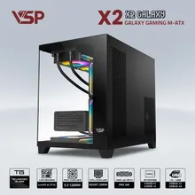 Vỏ Case VSP Aquanaut Pro Gaming X2 Galaxy (M-ATX, Đen, Chưa Gồm Fan)